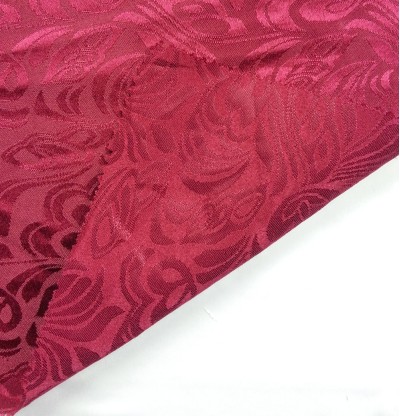 TB-FDN  提花桌布  枱布 100％滌  鬱金香-酒紅 花瓣紋 側面照